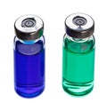 Blue and green medical ampoules