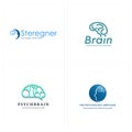 Set of psychology services brain head logo design