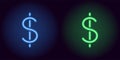 Blue and green neon dollar sign Royalty Free Stock Photo