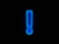 Blue - green neon light glow glass made transparent font - exclamation point isolated on black background, 3D illustration of