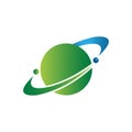 blue green orbit planet logo tech design satellite web rings concept Vector illustration