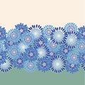 Blue and Green Packed Daisies Border Repeat Pattern