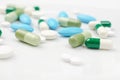 Blue and green pills Royalty Free Stock Photo