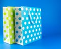 Blue and green polka dot gift bag Royalty Free Stock Photo