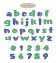 Blue and green quilt stitch alphabet