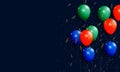 Blue green and red balloon with golden confetti and glitter Royalty Free Stock Photo