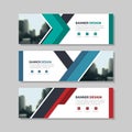 Blue green red triangle abstract corporate business banner template, horizontal advertising business banner layout template flat Royalty Free Stock Photo