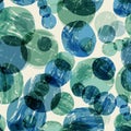 Blue spheres abstract vector seamless painterly pattern print background design