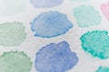 Blue and green stains of watercolor paint. Abstract background with blue watercolor blots Royalty Free Stock Photo