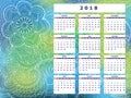 Blue-green tangle zen pattern calendar year 2018