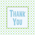 Blue and green thank you card with polka dot