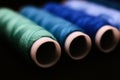 blue and green threads with black background Royalty Free Stock Photo