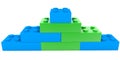 Blue and green toy bricks alternate on top of each other Royalty Free Stock Photo