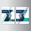 Blue green triangle geometric Vector annual report Leaflet Brochure Flyer template design, book cover layout design Royalty Free Stock Photo