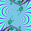 Blue green vortex shapes flower fractal, galaxy forms, abstract texture, graphics Royalty Free Stock Photo