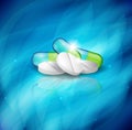 Blue, green and white pills Royalty Free Stock Photo