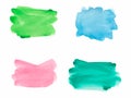 Blue, green, yellow and pink watercolor paint stroke background vector Royalty Free Stock Photo