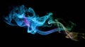 Blue, green, yellow smoke swirls on black background. Abstract background concept Royalty Free Stock Photo