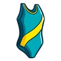 Blue green with yellow stripes woman swimsuit - vector.
