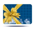 Blue, greeting business card with yellow bow