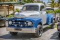 Blue, Grey Classic Vintage Pickup Truck Standing