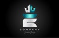 blue grey E alphabet letter logo icon design. Creative crown king template for business and company Royalty Free Stock Photo