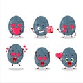 Blue Grey easter egg cartoon character with love cute emoticon Royalty Free Stock Photo