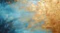 Blue, grey and golden painted wall texture background. Decorative wall paint.