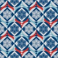 Blue grey Japan red sun style seamless pattern Royalty Free Stock Photo