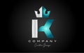 blue grey K alphabet letter logo icon design. Creative crown king template for business and company Royalty Free Stock Photo