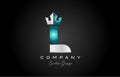 blue grey L alphabet letter logo icon design. Creative crown king template for business and company Royalty Free Stock Photo