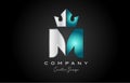 blue grey M alphabet letter logo icon design. Creative crown king template for business and company Royalty Free Stock Photo