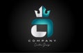 blue grey O alphabet letter logo icon design. Creative crown king template for business and company Royalty Free Stock Photo