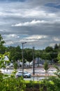 Blue-grey sky one summer day after rain in city, Illkirch Royalty Free Stock Photo