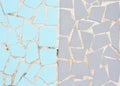 Blue and grey trencadis. Catalan mosaic. Broken tiles background Royalty Free Stock Photo