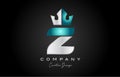 blue grey Z alphabet letter logo icon design. Creative crown king template for business and company Royalty Free Stock Photo