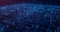 Blue Grid Mesh Surface Representing Big Data and Digital Network Technology. Royalty Free Stock Photo