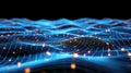Blue Grid Wave, Tech Background, Data Flow Visualization, Abstract Technology Royalty Free Stock Photo