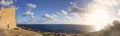 Blue Grotto area panorama and an old tower in Malta, Europe