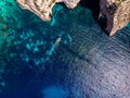 Blue Grotto in Malta. Aerial top view from Mediterranean Sea Royalty Free Stock Photo