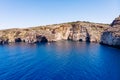 Blue Grotto in Malta. Aerial top view from Mediterranean Sea Royalty Free Stock Photo