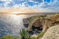 Blue Grotto, Malta. Natural stone arch and sea caves