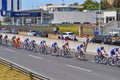 Blue group of cyclists