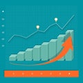 Blue growing graph with orannge arrow Royalty Free Stock Photo