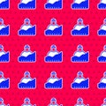 Blue Growth of homeless icon isolated seamless pattern on red background. Homelessness problem. Vector