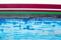 Blue grunge antifouling paint on boat side Royalty Free Stock Photo