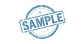 Blue Grunge Sample Stamp on White Background Featuring Distressed Texture and Circular Design for Authentication Concepts and Royalty Free Stock Photo