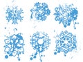 Blue grunge snowflakes