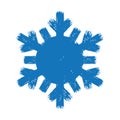 Blue grunge style flat brush stroke happy new year snowflake