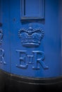 Blue Guernsey Post Box unique to Guernsey in the town of St Pierre Port St Peter Port, the main settlement of Guernsey, The Royalty Free Stock Photo